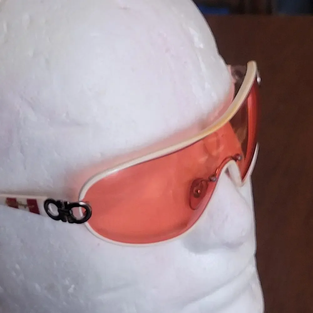 Salvatore Ferragamo shield sunglasses 2042 330/84 130 white frame orange lenses.